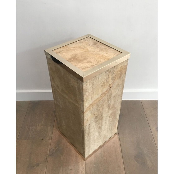 Image 1 of Vintage column Travertine and Brass 1970