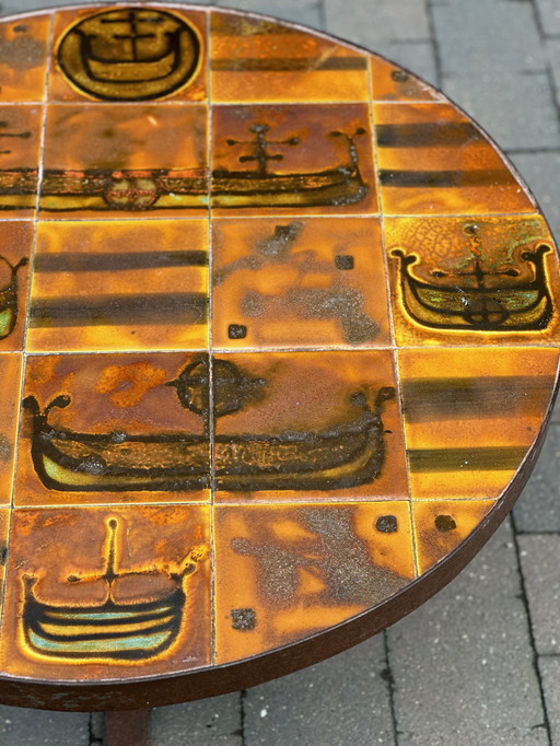 Viking table with ceramic tiles