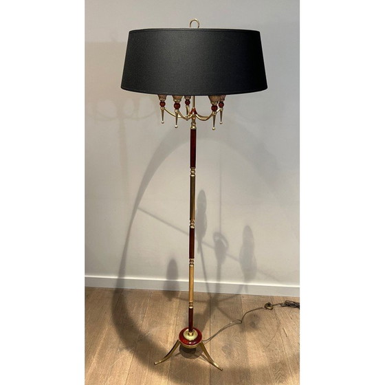 Image 1 of Vintage brass and plexiglass floor lamp, 1940