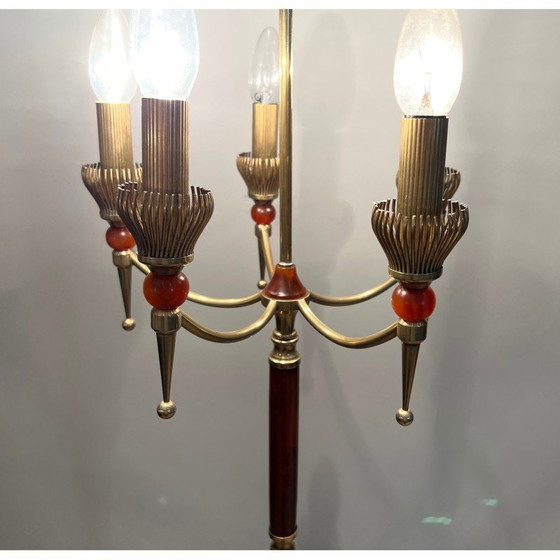 Image 1 of Vintage brass and plexiglass floor lamp, 1940