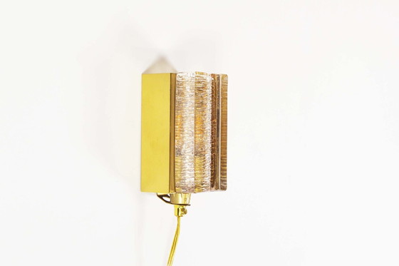 Image 1 of 1X Brass & Amber Glass Glass Wall Lights By Vitrika – Model Atlactic