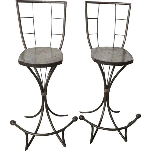 Pair of vintage Industrial Metal Side Chairs 1950s