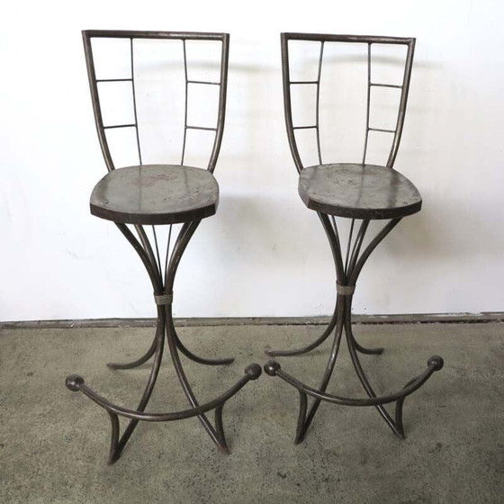 Image 1 of Pair of vintage Industrial Metal Side Chairs 1950s