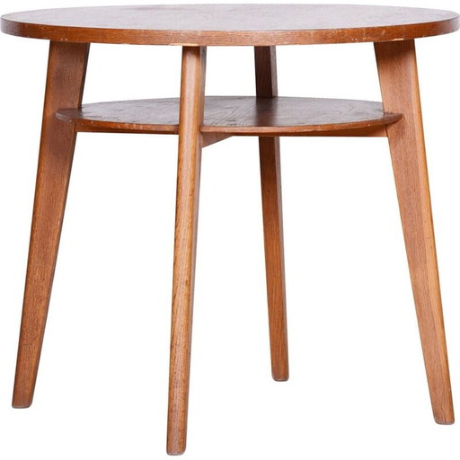 Vintage oak side table, Czech 1950
