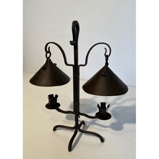 Image 1 of Vintage wrought iron candelabra with 2 lights, France 1950