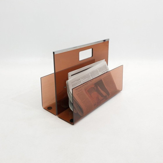Image 1 of Vintage smoked acrylic magazine rack by Michel Dumas for Roche Bobois, France 1970
