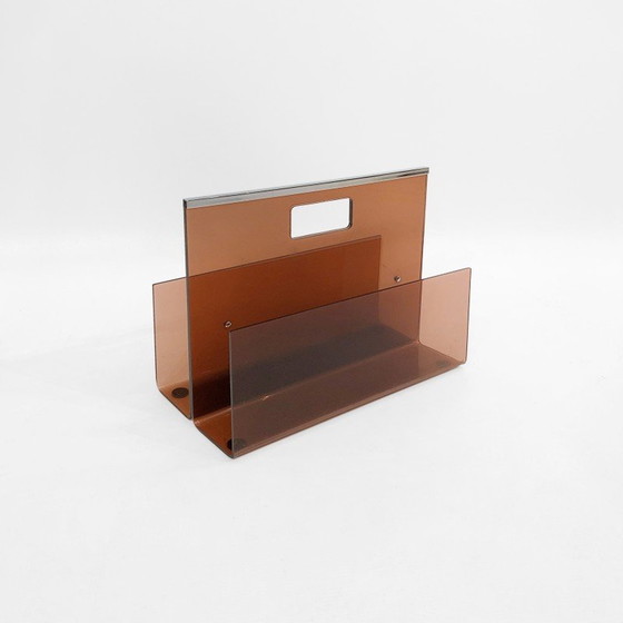 Image 1 of Vintage smoked acrylic magazine rack by Michel Dumas for Roche Bobois, France 1970