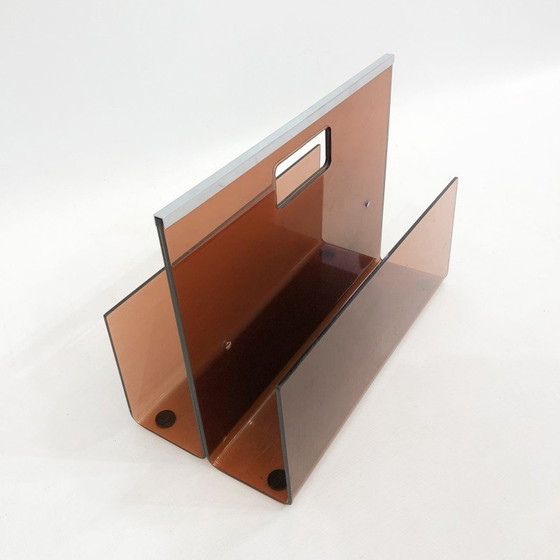 Image 1 of Vintage smoked acrylic magazine rack by Michel Dumas for Roche Bobois, France 1970