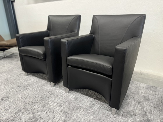 Image 1 of 2 Leolux Dolcinea Armchairs Black Leather