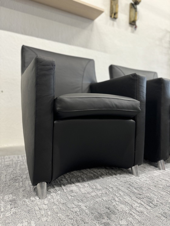 Image 1 of 2 Leolux Dolcinea Armchairs Black Leather