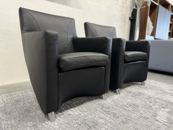 Image 1 of 2 Leolux Dolcinea Armchairs Black Leather