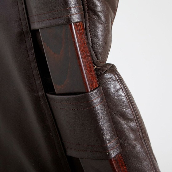 Image 1 of Poltrona vintage in pelle con schienale alto, anni '70