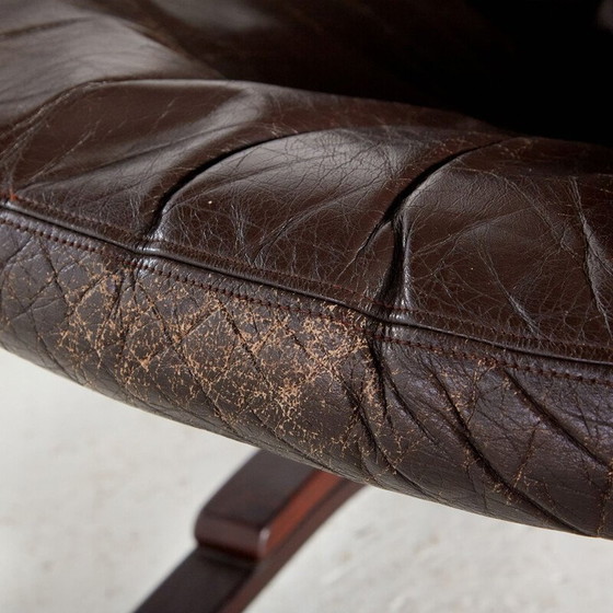 Image 1 of Poltrona vintage in pelle con schienale alto, anni '70