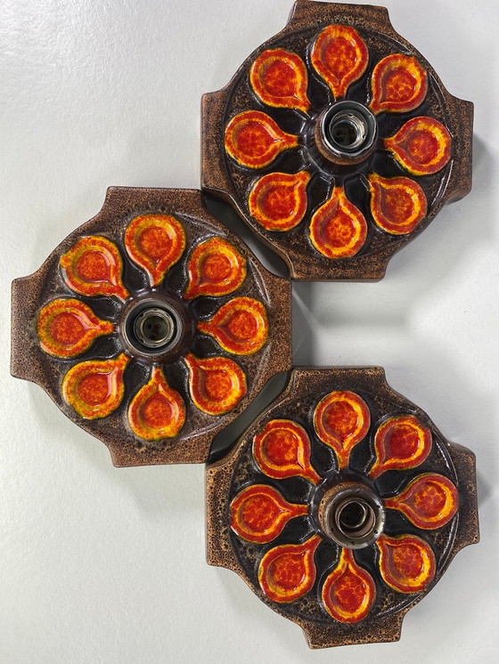 Image 1 of 3 lampade da parete in ceramica vintage