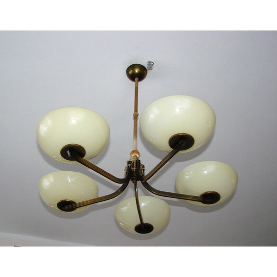 Image 1 of Vintage brass chandelier, 1930