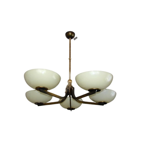 Image 1 of Vintage brass chandelier, 1930