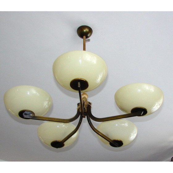 Image 1 of Vintage brass chandelier, 1930