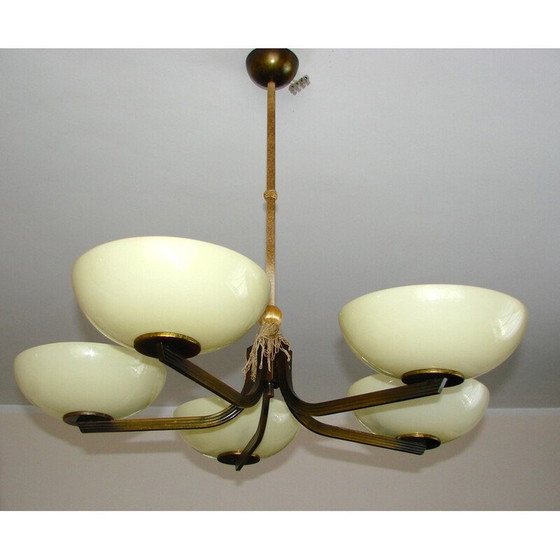 Image 1 of Vintage brass chandelier, 1930