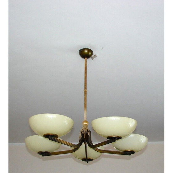 Image 1 of Vintage brass chandelier, 1930