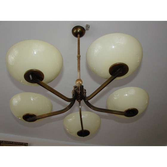 Image 1 of Vintage brass chandelier, 1930