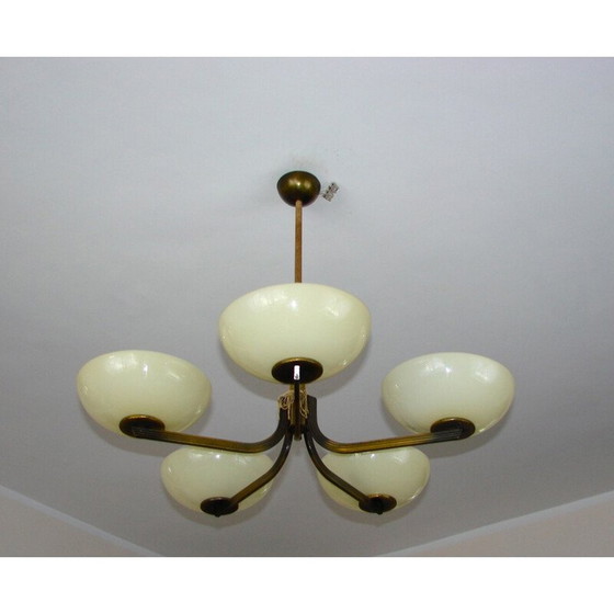 Image 1 of Vintage brass chandelier, 1930
