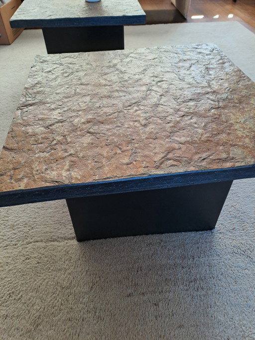 3x Vintage Salon Or Side Tables Norwegian Slate