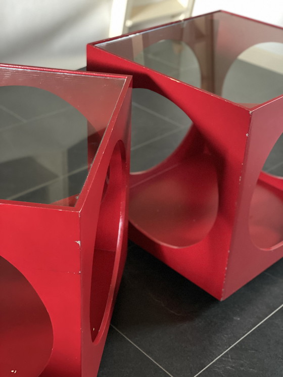 Image 1 of 2x Tavolino laterale a cubo vintage