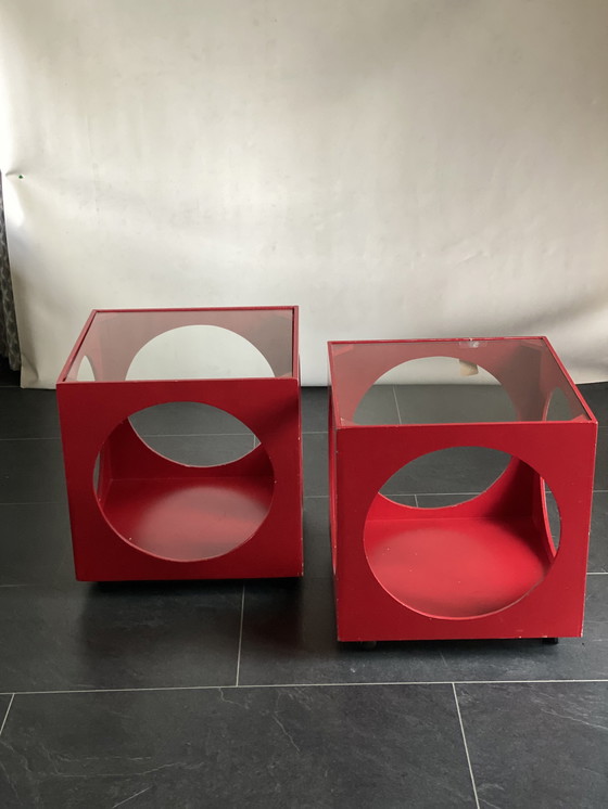 Image 1 of 2x Tavolino laterale a cubo vintage