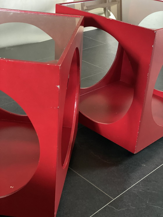 Image 1 of 2x Tavolino laterale a cubo vintage