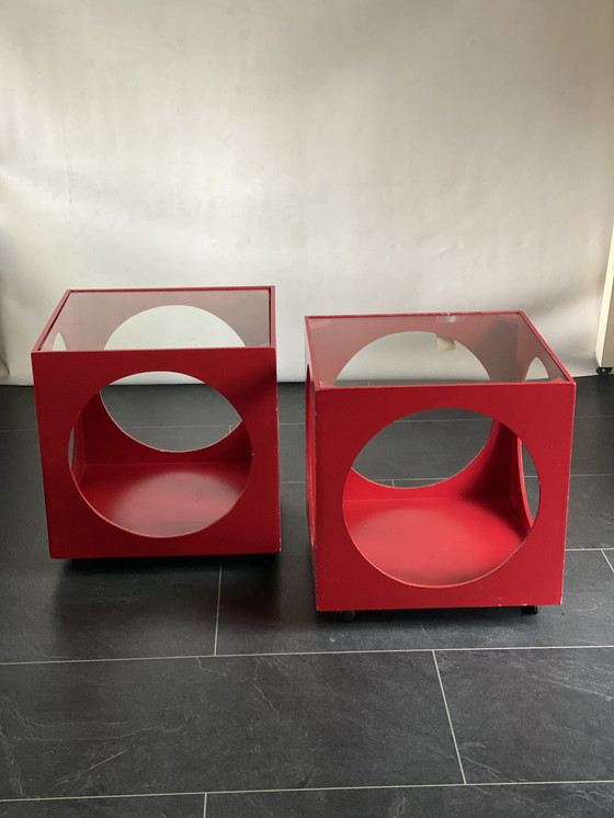Image 1 of 2x Tavolino laterale a cubo vintage