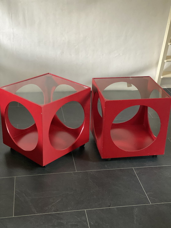 Image 1 of 2x Tavolino laterale a cubo vintage
