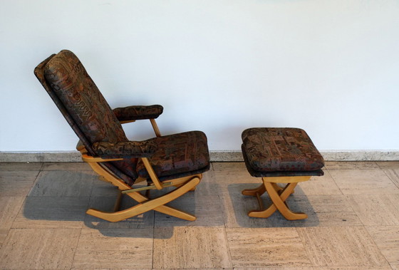 Image 1 of Folding Armchair And Footrest, 70'S.