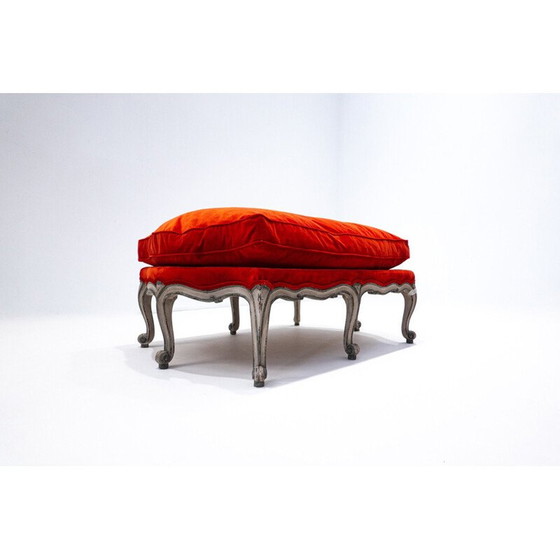 Image 1 of Vintage bench in red velvet, Belgium