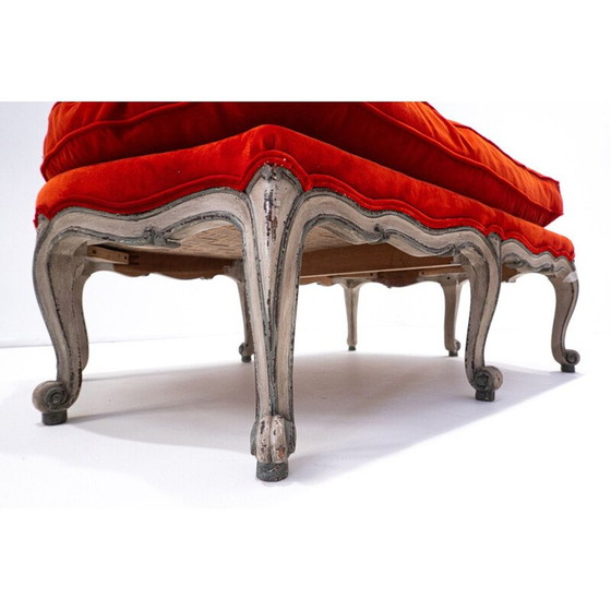Image 1 of Vintage bench in red velvet, Belgium