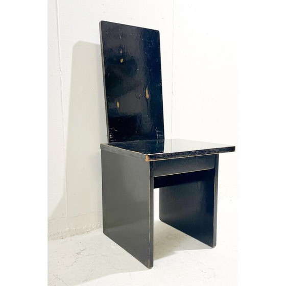 Image 1 of Set of 6 vintage black wooden chairs, Hungary 1930s