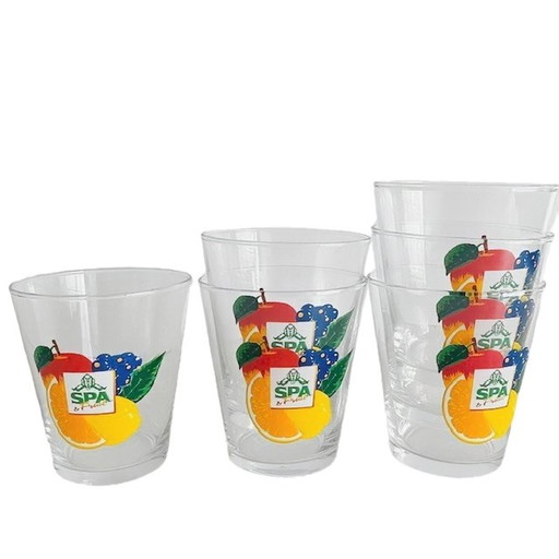 Six vintage Spa fruit glasses 1980's