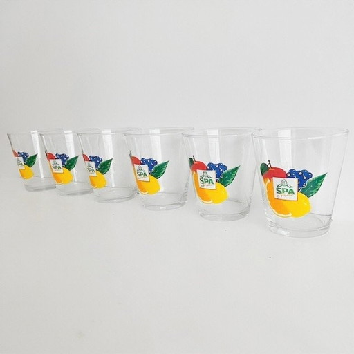 Six vintage Spa fruit glasses 1980's