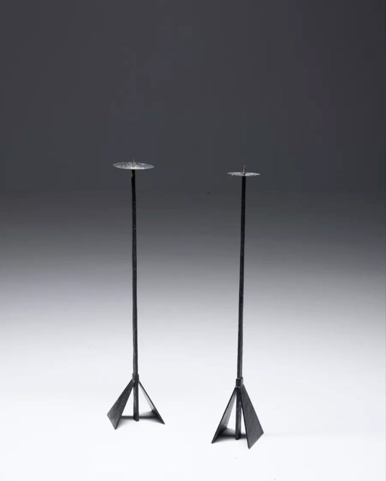 Image 1 of 2 Brutalist Candle Holders