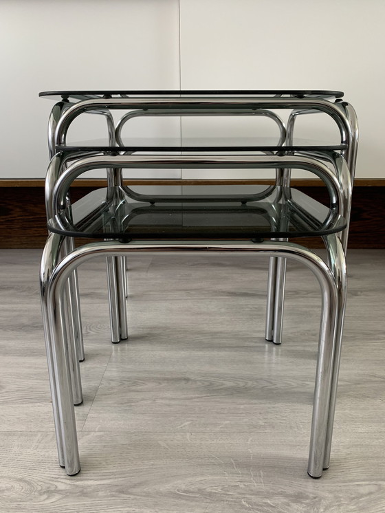 Image 1 of 3x piece set 70s nesting tables