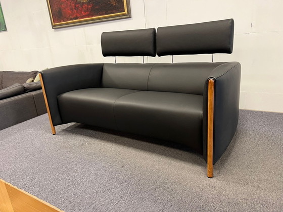 Image 1 of Leolux Goncharov 2 seater sofa black leather