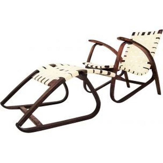 Image 1 of Vintage armchair and ottoman set by Jan Vanak, Czechoslovakia 1930