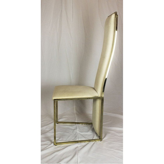 Image 1 of Set of 6 vintage chairs in brass and fabric from Maison Jansen, 1970s