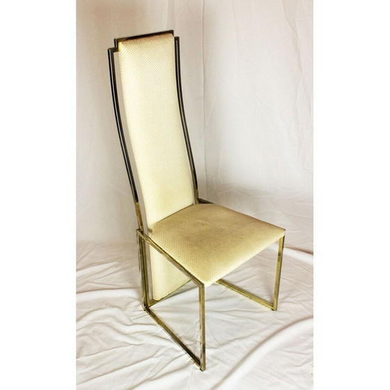 Image 1 of Set of 6 vintage chairs in brass and fabric from Maison Jansen, 1970s