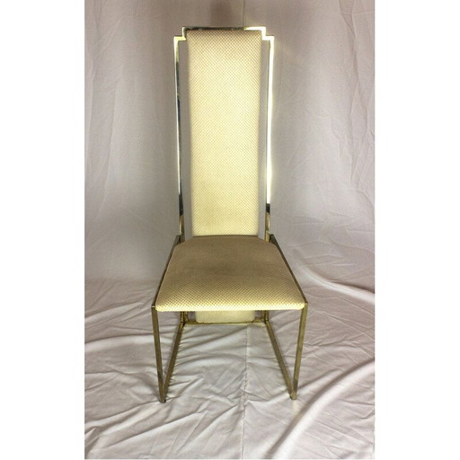 Set of 6 vintage chairs in brass and fabric from Maison Jansen, 1970s