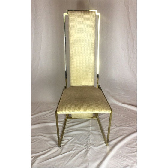 Image 1 of Set of 6 vintage chairs in brass and fabric from Maison Jansen, 1970s