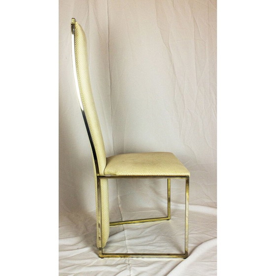 Image 1 of Set of 6 vintage chairs in brass and fabric from Maison Jansen, 1970s