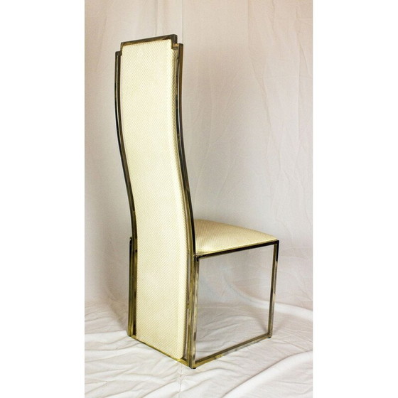 Image 1 of Set of 6 vintage chairs in brass and fabric from Maison Jansen, 1970s