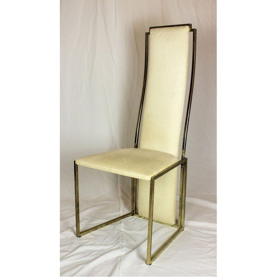 Image 1 of Set of 6 vintage chairs in brass and fabric from Maison Jansen, 1970s