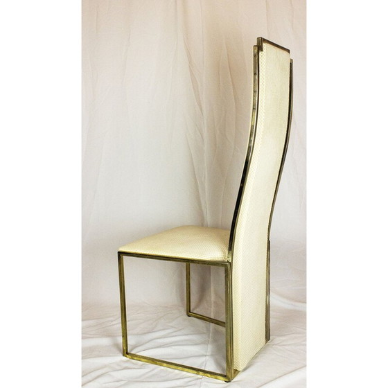 Image 1 of Set of 6 vintage chairs in brass and fabric from Maison Jansen, 1970s