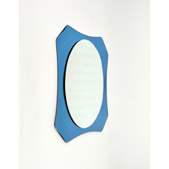 Image 1 of Mid-century blue glass mirror by Veca, Italy 1960-1970s